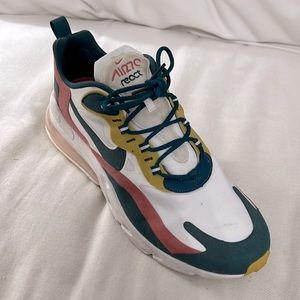 Nike Air Max 270 React White Turquoise Yellow CT1264-103 running shoe